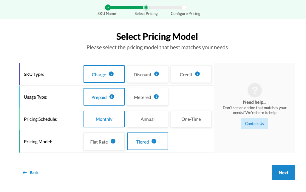 Tiered Usage Type and Pricing Model